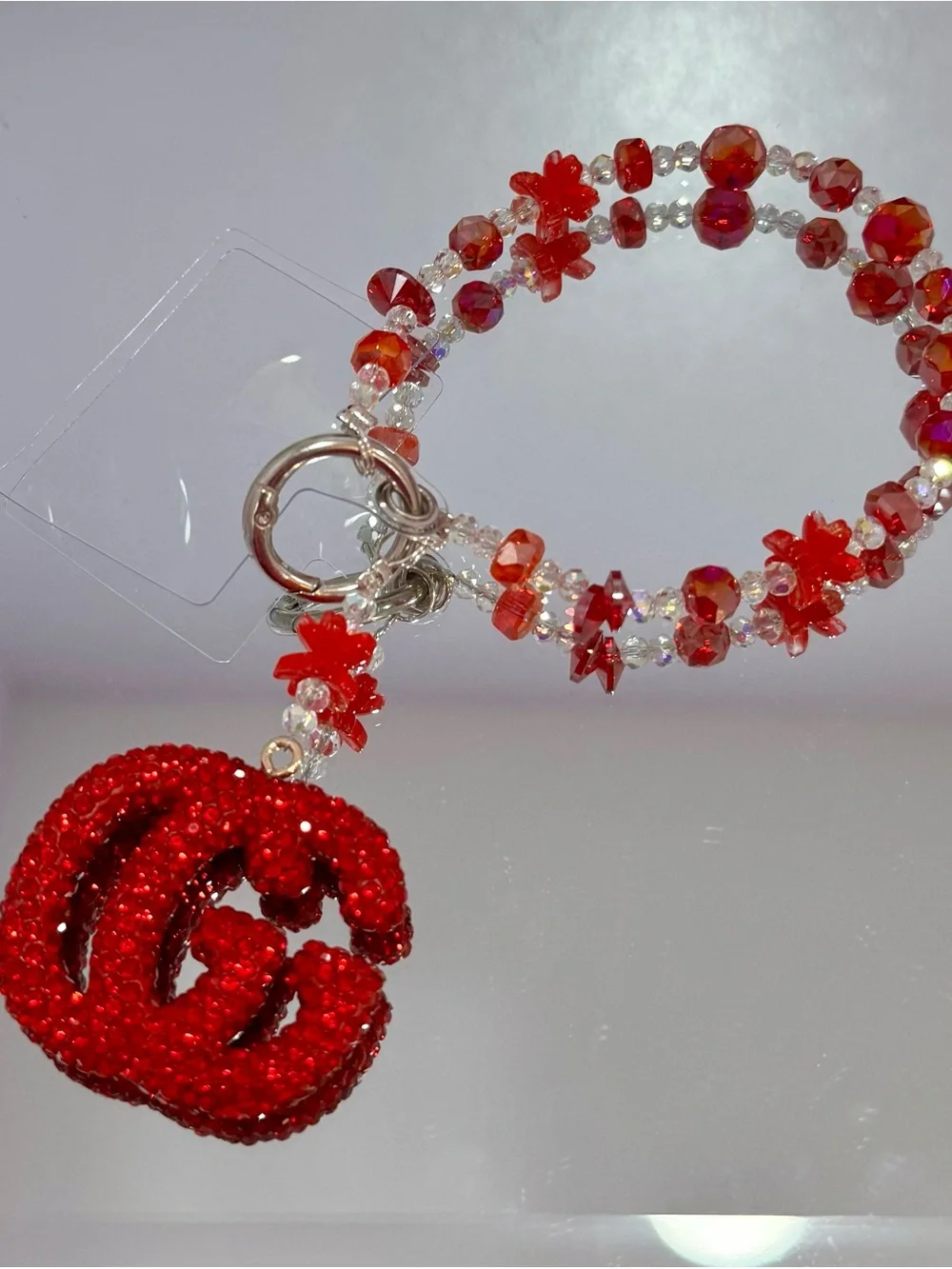 New Red Crystal Charm Phone Strap - Women's Phone Accessory